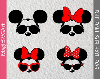 Minnie Svg, Mickey Svg, Mouse face Svg, Mickey Ears Svg, Mouse glasses svg, Cricut Cut Files, Minnie Svg Files, Dxf, Png, Eps, glasses svg