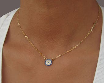 Evil Eye Necklace, Evil Eye Jewelry, Gift for Her, Best Friend Necklace, 14k Gold Evil Eye, Birthday Gift for friend, Gold Eye Necklace.