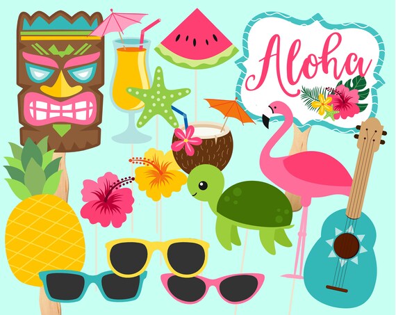 Printable Luau Party Photo Props. Instant Digital Dowload.