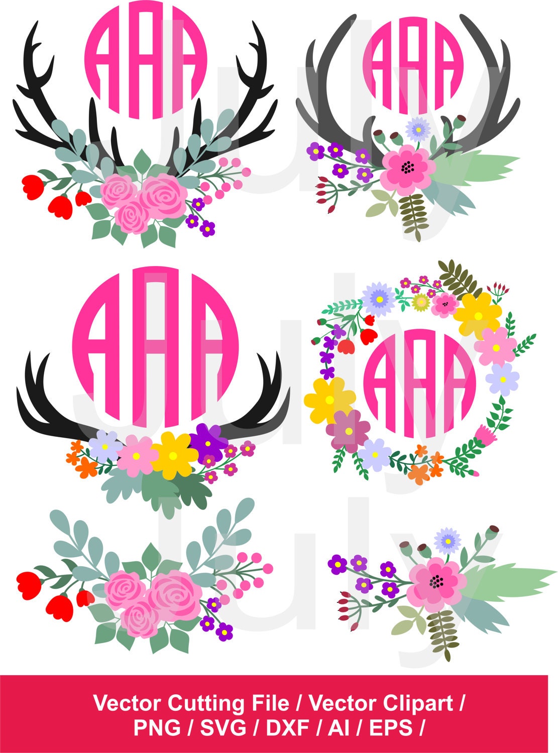 Download Floral Antler svg Antler flower SVG cut file Flower svg