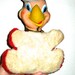 SALE 30.00 Vintage plush parrot stuffed animal toy rubber painted face red and white