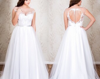 Unique wedding dress/ Lace and tulle wedding dress/ A-line wedding dress/ Romantic wedding gown/ Cassandra gown