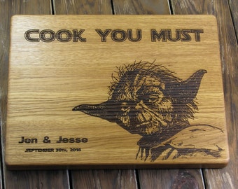Yoda Cutting Board - Cook You Must Personalized With Event Date - Jedi Cutting Board Gift - Personalized Cutting Board - Gift For Him