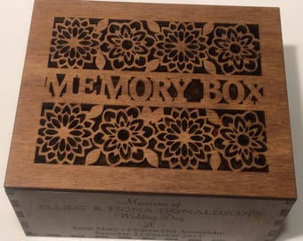 Wooden Lidded Memory Box Personalised or Engraved with: The Greatest Legacy We Can Leave Our Children is Happy Memories - Birth, Wedding etc