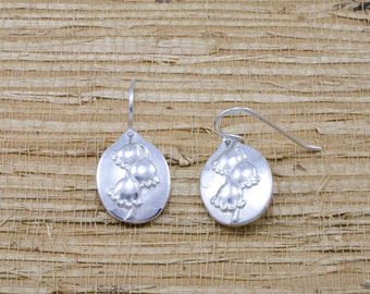 Silver lily of the valley earrings, sterling, french wires, May flower of the month, May birth month flower