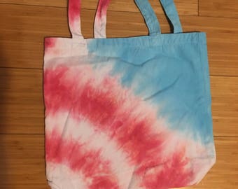 Small hand sewn and hand tie dyed tote bag