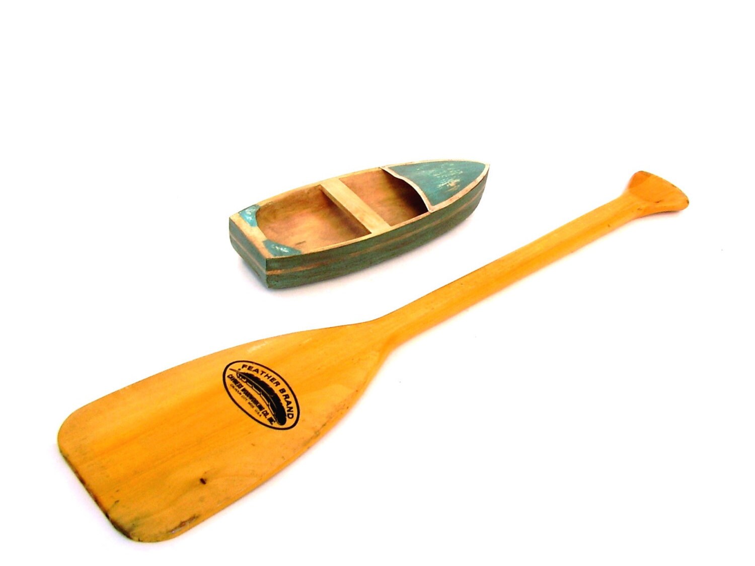 vintage boat oar wood rowing paddle feather brand logo wooden