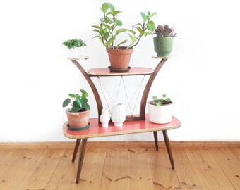 Mid Century Stand Plant German Display Stand in Red