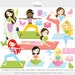 Yoga clipart - yoga clip art, girl, gals, fitness, meditation, spiritual, health, gym practice, Hindu, for personal and commercial use