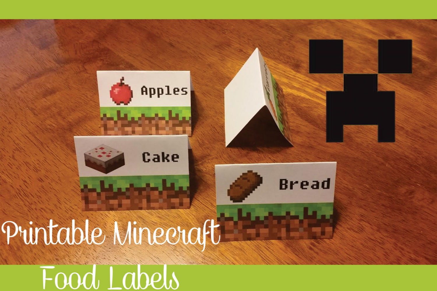 mine craft inspired printable food labels digital file 20