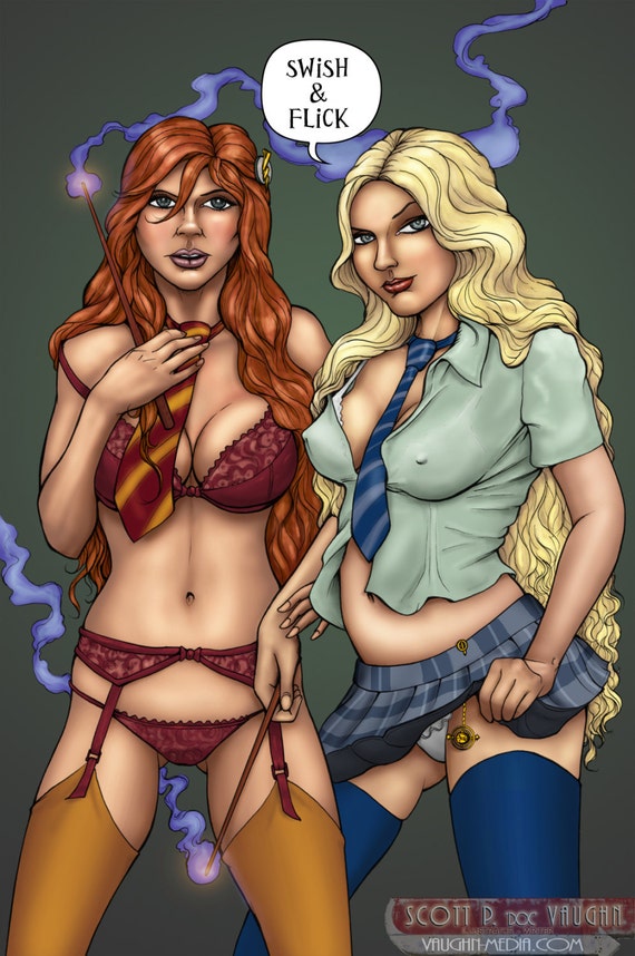 Swish And Flick Harry Potter Fan Art Pinup Art Print By Doc