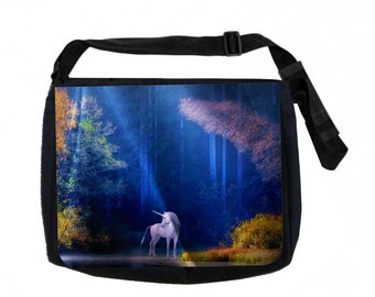 Unicorn in the Starlight Black School Shoulder Messenger Bag
