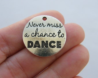 2 Never miss a chance to dance charms antique silver tone M730