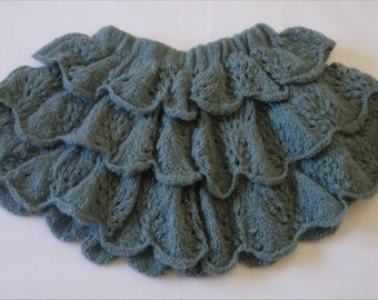 Wool ruffle skirt grey blue 3/4 years