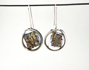 Funky imperial jasper circle earrings