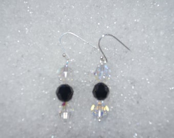 Swarovski Crystal AB and Jet earrings