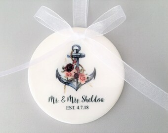 Wedding ornament, Wedding Ornaments, Wedding Gift, Wedding gifts, Anchor Ornament, Anchor Ornaments, Nautical Ornaments, Nautical Ornament