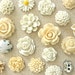 Ivory Thumbtacks, White Pushpin Set, Office Bulletin Board Tack, Decorative Tack, Large White Flower, Rhinestone Flower, Memory Board Pins,