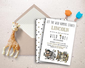 Where the wild things are invitation- printable or printed // wild rumpus // first birthday // wild one // kids // children // second
