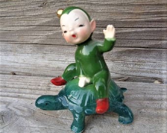 Vintage Elf Pixie on Turtle Josef Original One Flaw