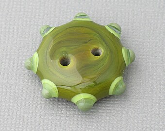 Olive Green Lampwork Button