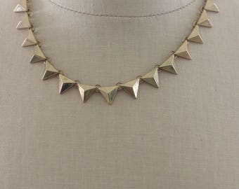 Art Deco Necklace - Vintage Inspired Necklace - Brass Necklace - Chevron Necklace - Bib Necklace - OOAK Necklace - Boho Necklace - handmade