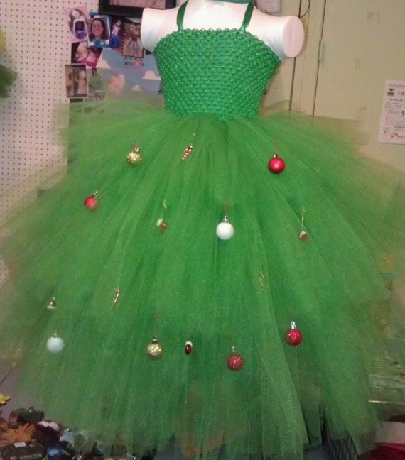 Items similar to Christmas Tree Tutu Dress / costume with ornaments