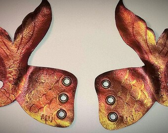 Handcrafted leather mermaid tail, boot accessories.