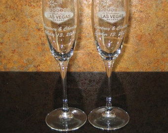 Las Vegas Wedding Toasting Glass