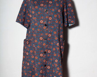 dress 60s Midnight blue and orange flower
