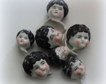 1 Beautiful Antique Porcelain Brunette Doll Head