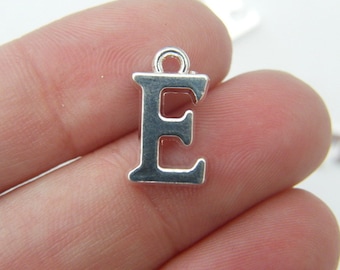 8 Letter E alphabet charms silver plated
