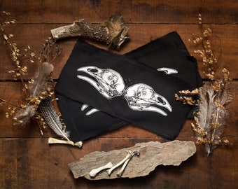 Patch Silkscreened Bird Skull & Bones
