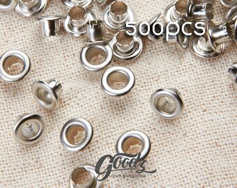 x500PCS Hole round Eyelets 5mm 13/64” Silver Tone / Silver Grommet