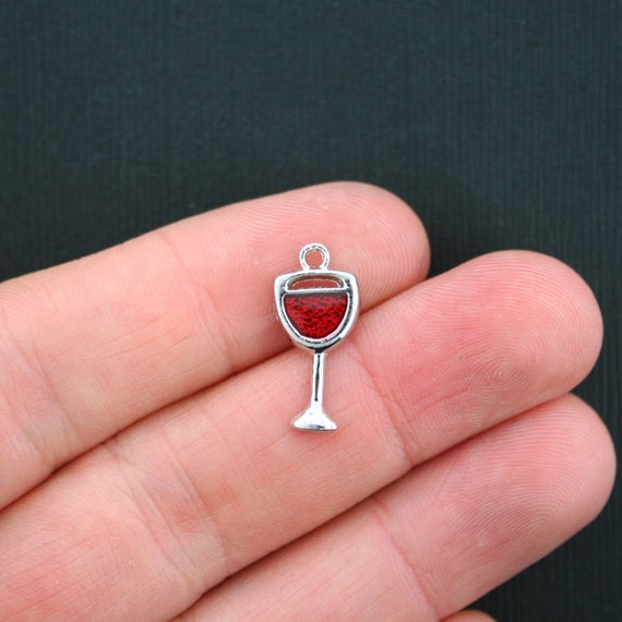 BULK 20 Wine Glass Charms Antique Silver Tone Red Wine