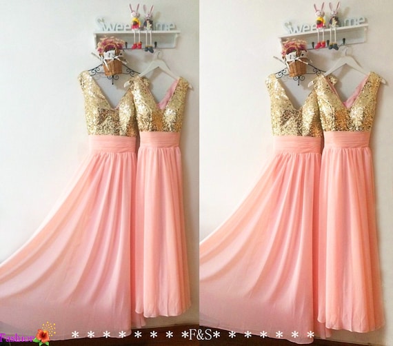 Blush And Gold Bridesmaid Dresses 2