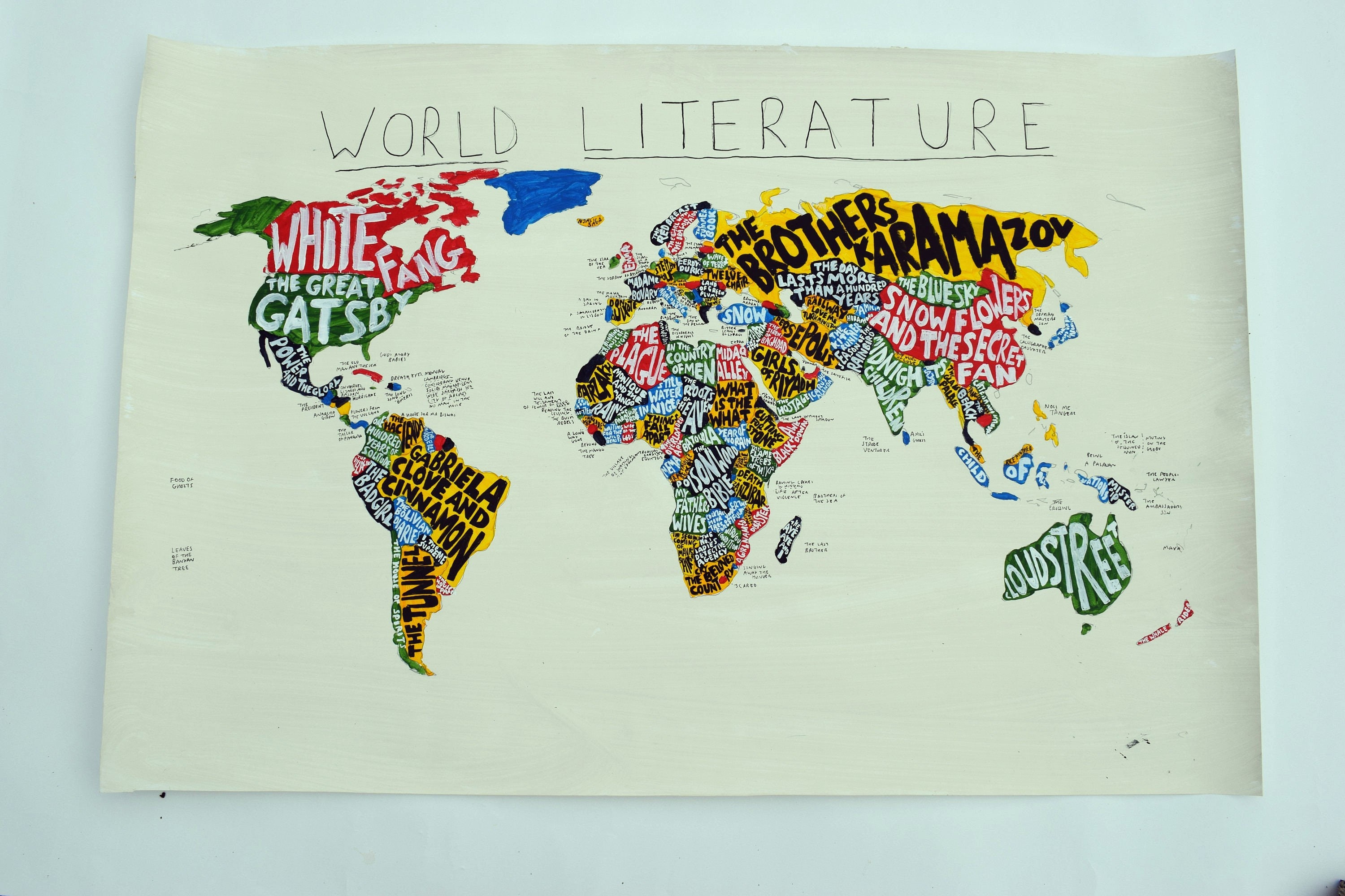 World Literature Map Book Lover Gift Literary Gifts