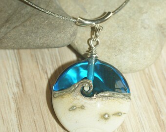Blue necklace - ivory "Twisty"