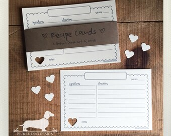 Vintage Love. A Baker's Dozen (Qty 13) Set of Recipe Cards -- (3x5, 4x6, Heart, Wedding Gift, Bridal Shower Favor, Love, Cute Romantic Gift)
