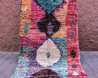 Traditionnal Moroccan Boucharouite rug handwoven by Berber women 207x100cm ref. BCT026