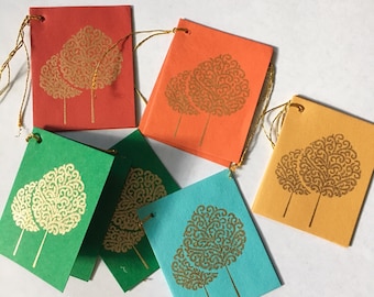 5 Gold Tree Gift tags, Diwali gifts, Indian wedding, Gift tag set, Party favor tag set, Christmas gift tags, Holiday cards, Holiday tags