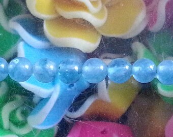 1 Pearl blue sponge quartz with 4mm hole 1 mm