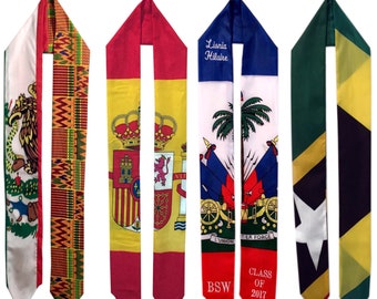 Graduation stole, customize stole, sach, graduation gift, multicultural stole.
