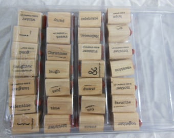 Stampin Up Everyday Flexible Phrases Wooden Block Rubber Stamp
