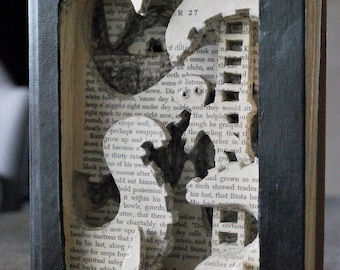 Original Carved Book Sculpture, "Roots", 10" x 6" x 3"