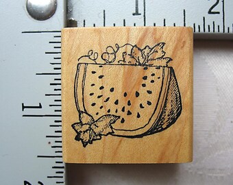 Delafield Slice of Watermelon DESTASH Rubber Stamp, Used Rubberstamp
