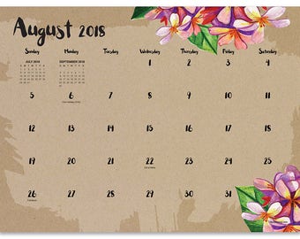 July 2018 - June 2019 Floral Mini Desk Pad Calendar