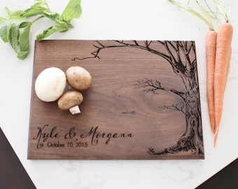 Personalized Cutting Board With Tree Wedding Gift Personalized Gift Housewarming Gift Bridal Shower Gift Anniversary Gift For The Couple