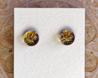 Dichroic Glass Earrings, Bronze DGE-1355