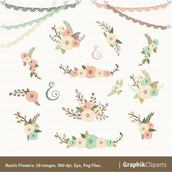 Rustic Flowers Clipart Quote. Floral Clipart. Floral
